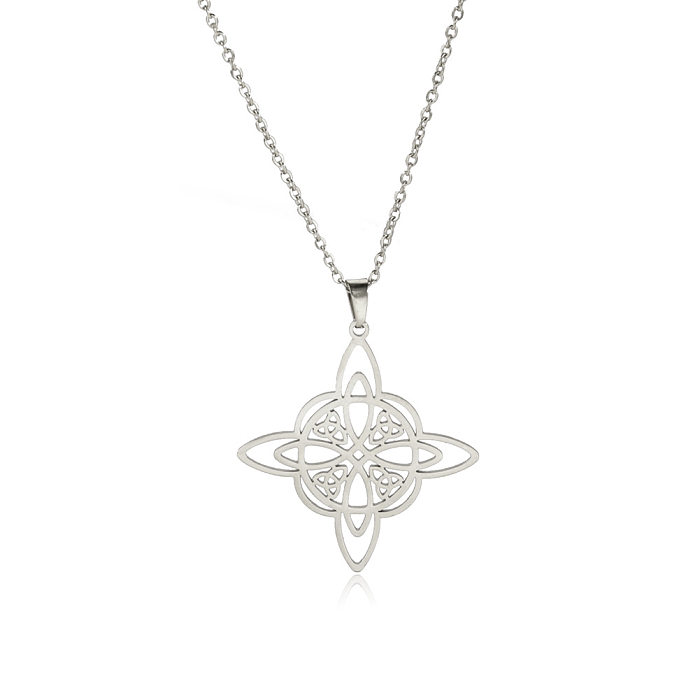 Korean Style One-Piece Delivery Personalized Witch Double-Layer Celtic Triangle Pendant 304 Stainless Steel  Necklace