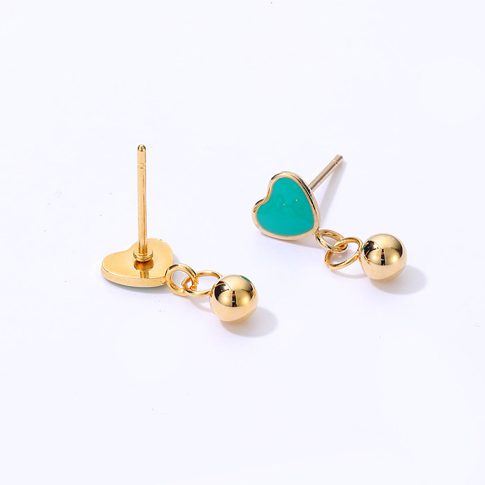 Boucles d'oreilles pendantes simples en acier inoxydable avec galvanoplastie en or 18 carats
