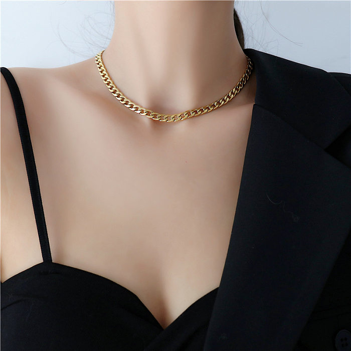 Chinoiserie Geometric Stainless Steel  Plating Necklace