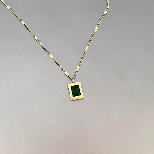 Women'S Elegant Geometric Stainless Steel Necklace Inlay Zircon Necklaces
