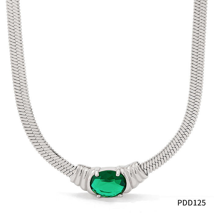 Simple Style Solid Color Stainless Steel  Inlay Zircon Necklace
