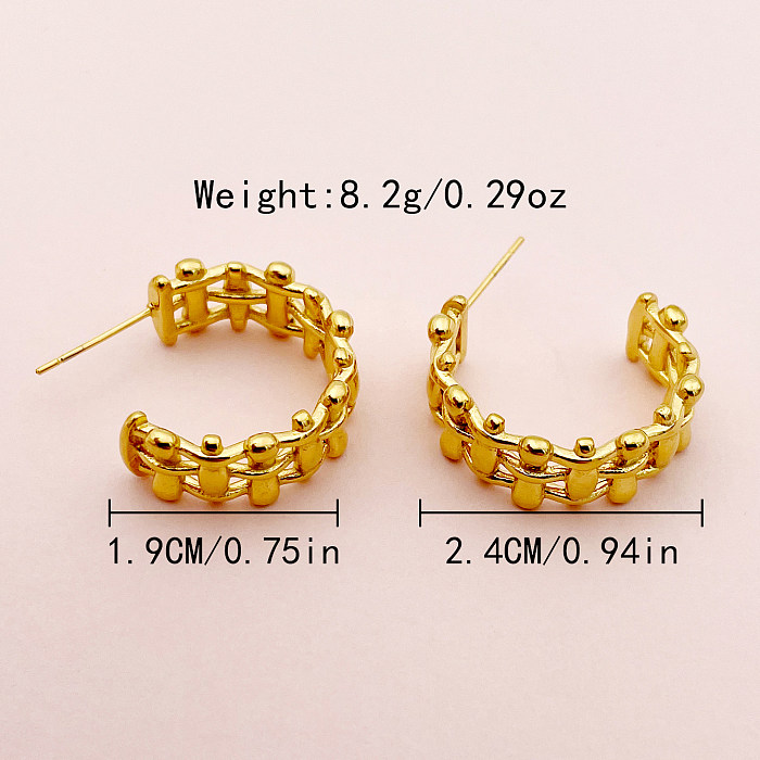 1 Pair Simple Style Commute Heart Shape Plating Hollow Out Stainless Steel  Gold Plated Ear Studs