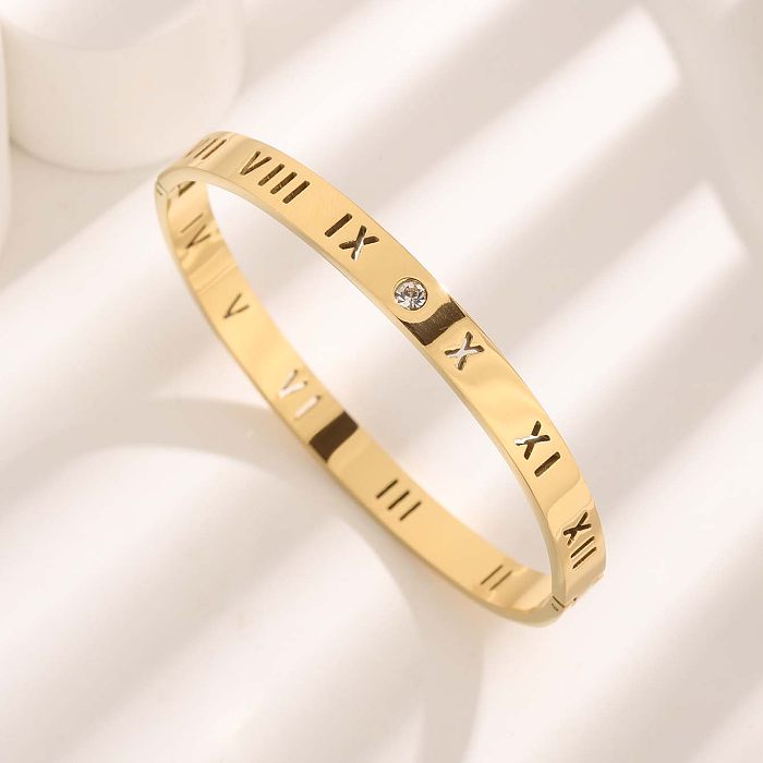 Bracelet en Zircon plaqué or, en acier titane, chiffres romains ronds de Style moderne, en vrac