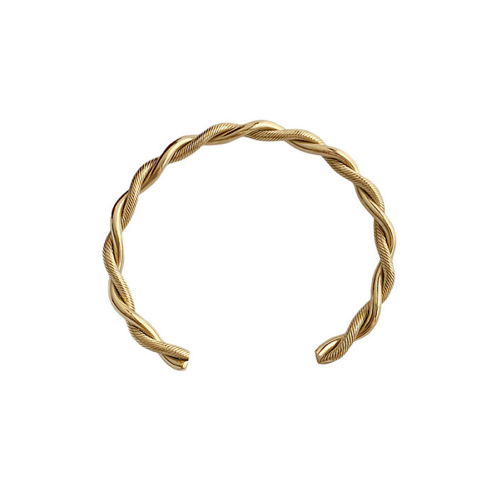 IG Style Twist Titanium Steel 18K Gold Plated Cuff Bracelets In Bulk