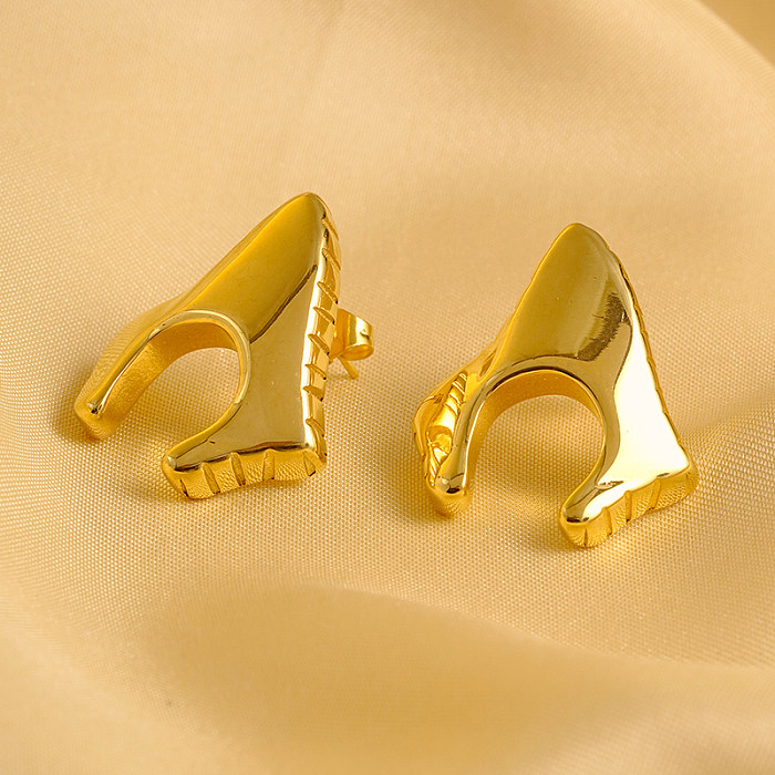 1 par de pinos de orelha banhados a ouro de aço inoxidável com revestimento irregular de estilo simples