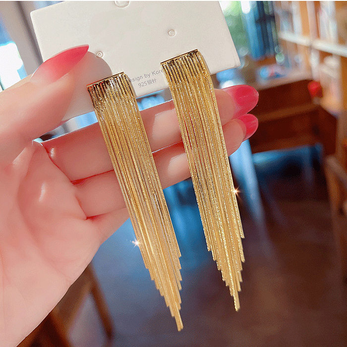 1 Pair Vintage Style Exaggerated Tassel Stainless Steel Plating Gold Plated Silver Plated Drop Earrings