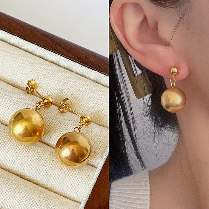 1 Pair Commute Solid Color Plating Stainless Steel Gold Plated Earrings