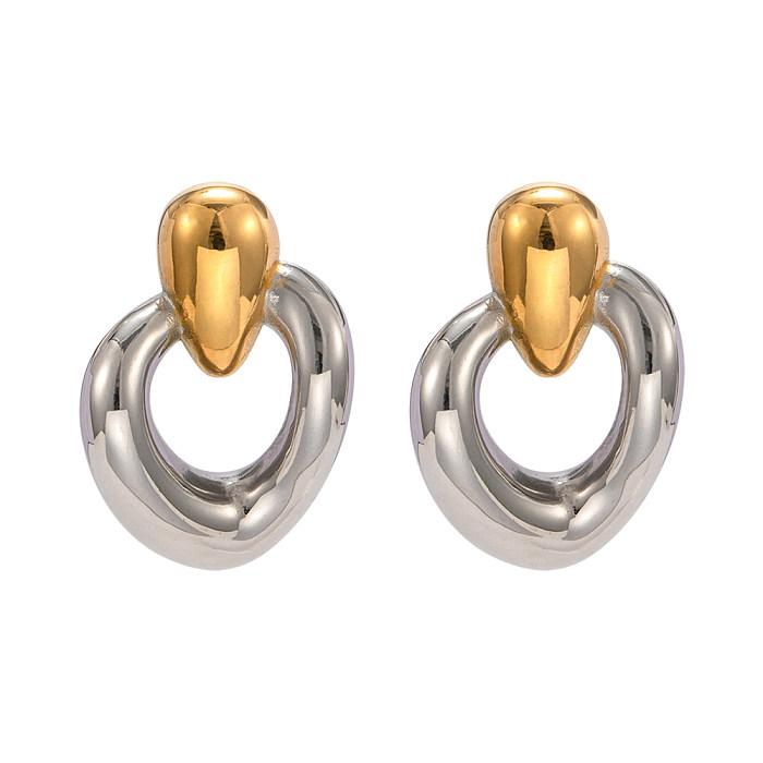 1 Pair IG Style Irregular Plating Stainless Steel  18K Gold Plated Earrings