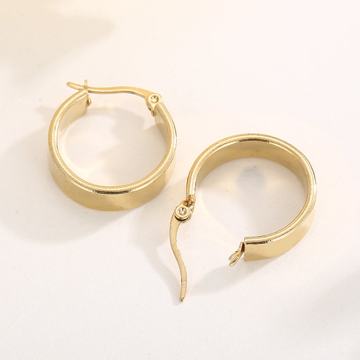 1 Pair Retro Streetwear Solid Color Stainless Steel  Plating 18K Gold Plated Hoop Earrings