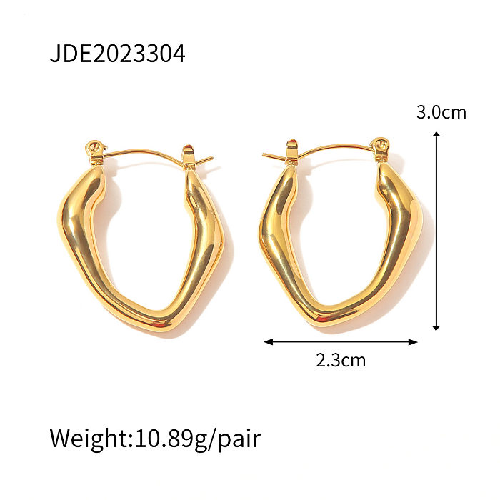 Vergoldete Ohrringe aus Edelstahl im schlichten geometrischen Stil, 1 Paar