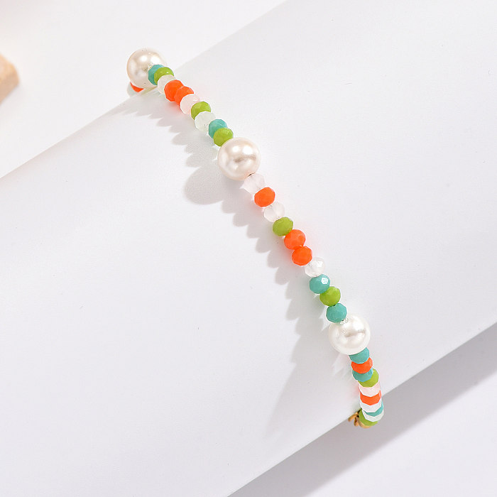 Bracelets de perles en cristal autrichien, ronds et colorés, en acier inoxydable, pour vacances décontractées