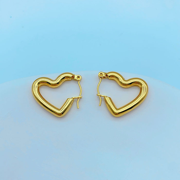 1 Pair Modern Style Heart Shape Stainless Steel  Plating Earrings
