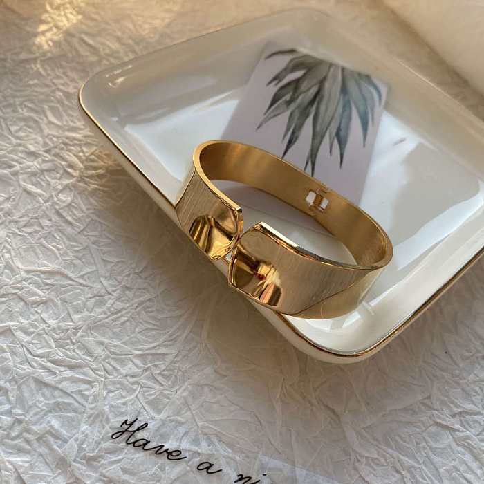 INS Style Simple Style Solid Color Titanium Steel Plating Bangle