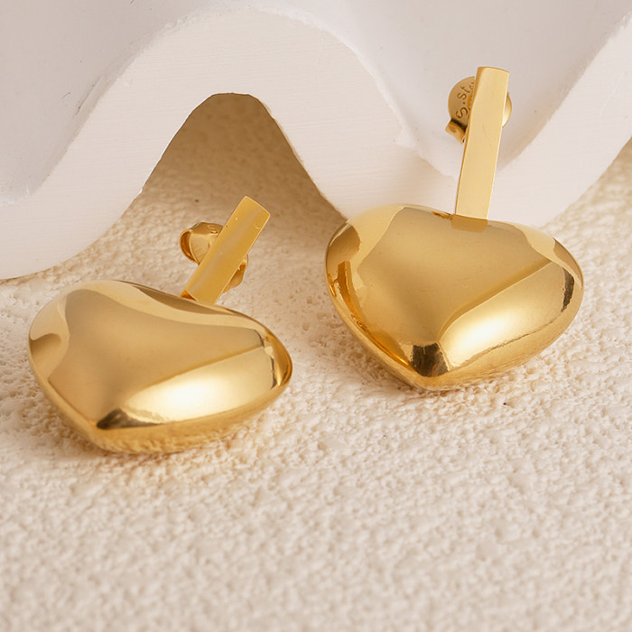 1 par de pendientes colgantes chapados en oro de acero inoxidable con forma de corazón de estilo Simple para vacaciones en la playa