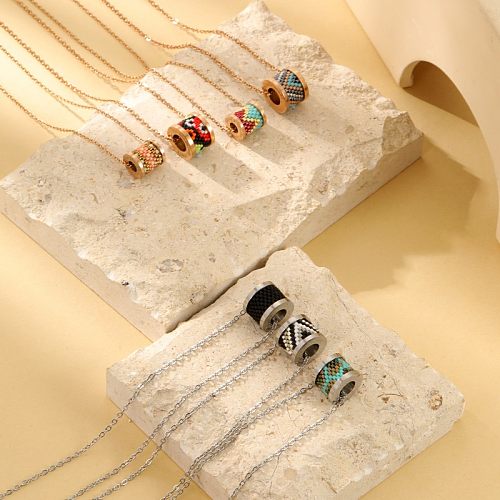 Casual Streetwear Geometric Stainless Steel  Polishing Plating Pendant Necklace