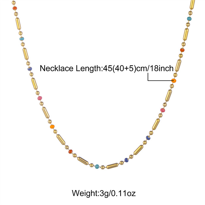 Luxuriöse, einfarbige Halskette aus Edelstahl mit Emaille-Beschichtung und Zirkon-18-Karat-Vergoldung