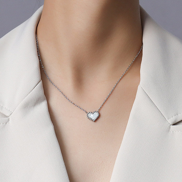 Fashion Peach Heart White Sea Shell Pendant Love Necklace