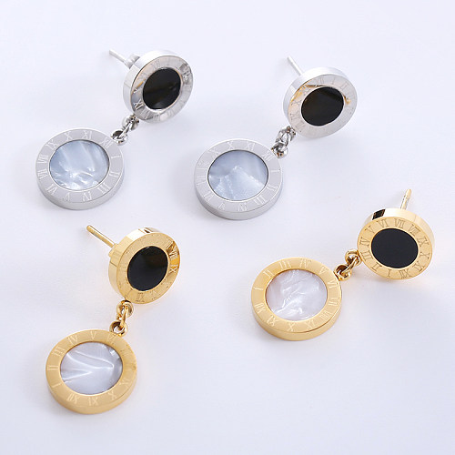 1 paire de boucles d'oreilles pendantes en acier inoxydable plaqué or 18 carats, style moderne, décontracté, style classique