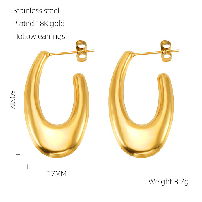 1 Pair Retro Solid Color Plating Stainless Steel  18K Gold Plated Earrings