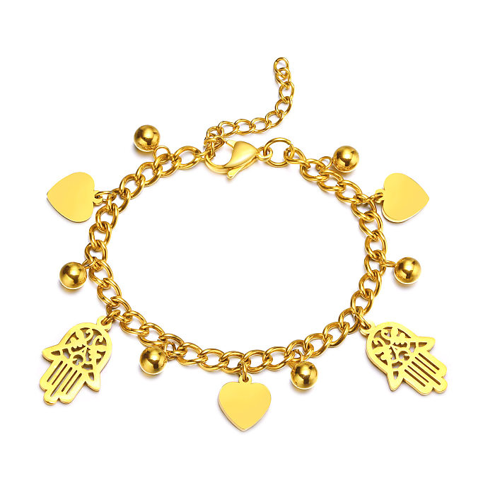 Pulseras chapadas en oro de acero inoxidable con forma de corazón de estilo romano de vacaciones a granel