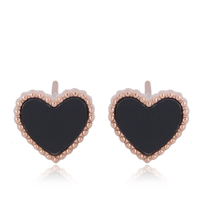 Korean Fashion Stainless Steel Heart-shaped Stud Earrings