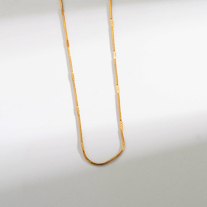 Wholesale Simple Style Solid Color Stainless Steel  14K Gold Plated Necklace