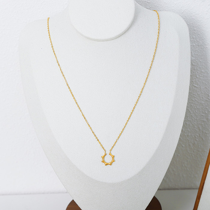 Rock Simple Style Sun Solid Color Stainless Steel Plating 18K Gold Plated Necklace