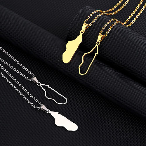 Ethnic Style Simple Style Map Stainless Steel  Plating Hollow Out 18K Gold Plated Pendant Necklace Long Necklace
