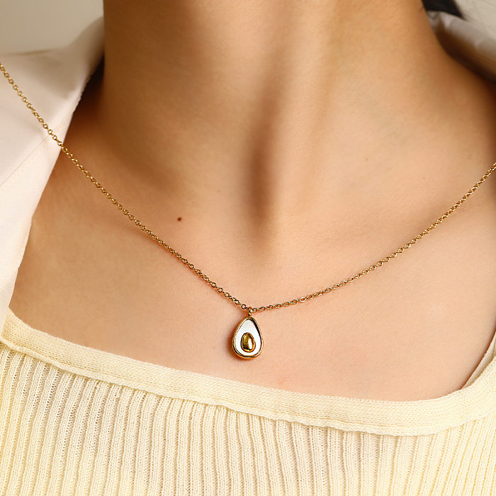 Cute Fruit Stainless Steel Plating Inlay Shell Pendant Necklace