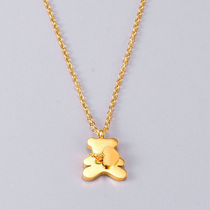 Vintage Style Bear Stainless Steel Pendant Necklace 1 Piece