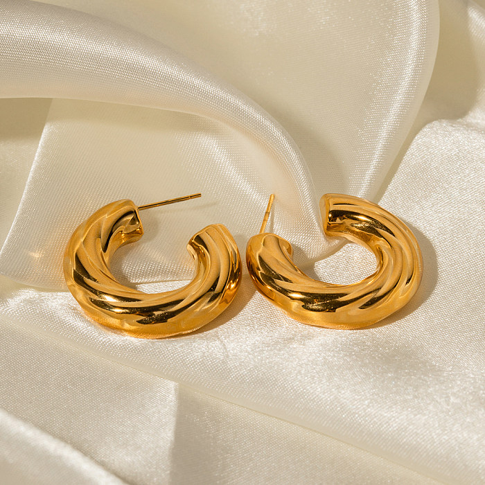 1 Pair IG Style C Shape Plating Stainless Steel  18K Gold Plated Ear Studs