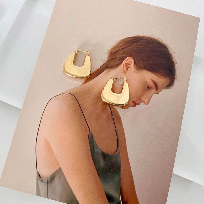 Einfache, einfarbige, vergoldete Ohrringe aus Edelstahl, 1 Paar