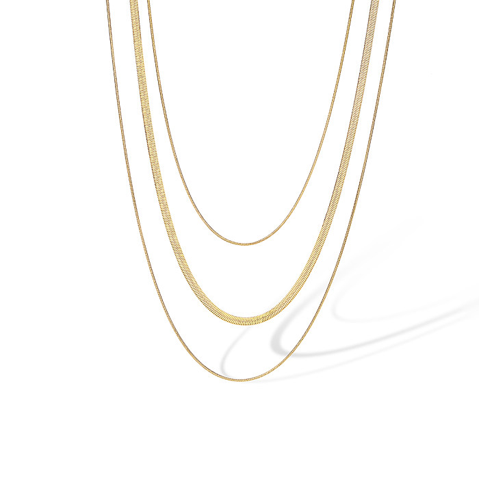 Simple Style Commute Geometrische Edelstahl-Beschichtung, Türkis, 18 Karat vergoldet, dreilagige Halskette