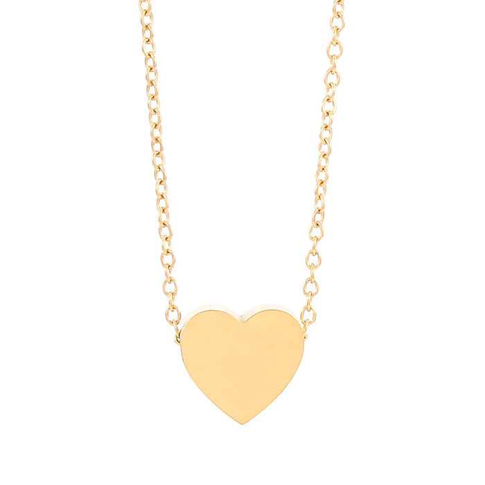 Colar com pingente banhado a ouro 18K, estilo simples, formato de coração infinito, aço inoxidável