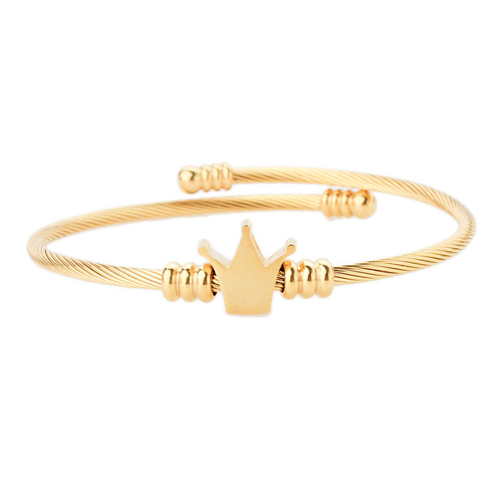 Retro Crown Stainless Steel Bangle