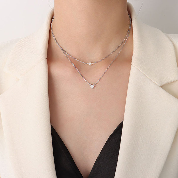 Titanium&Stainless Steel  Fashion Geometric Necklace  (Rose Alloy) NHOK0286-Rose-alloy