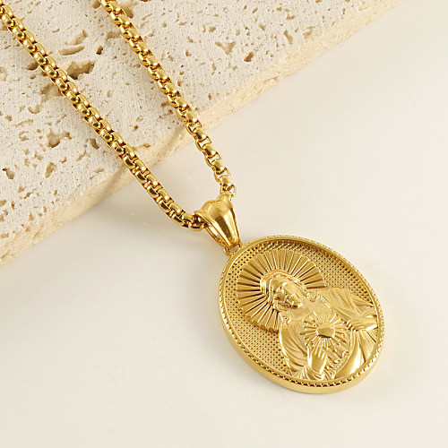 Wholesale 1 Piece Artistic Faith Stainless Steel  18K Gold Plated Pendant Necklace
