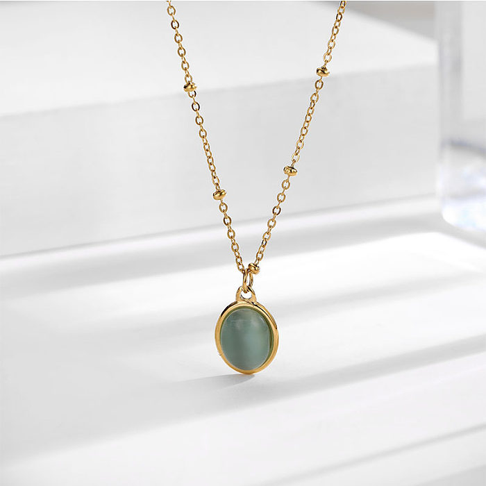 Simple Style Geometric Stainless Steel Plating Opal Necklace 1 Piece