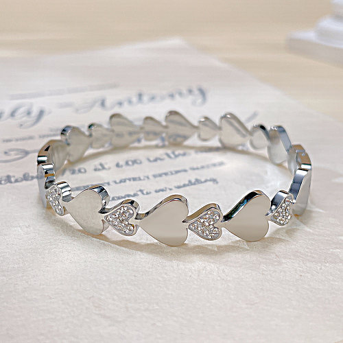 Wholesale Simple Style Heart Shape Titanium Steel Bangle