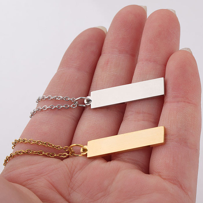 Simple Style Rectangle Stainless Steel Polishing Plating 18K Gold Plated Pendant Necklace
