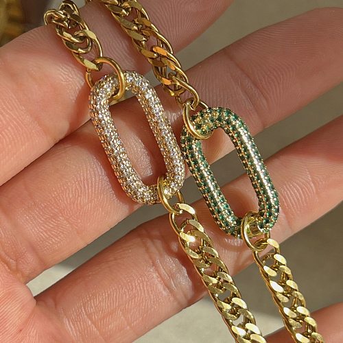 Modische runde Halskette mit Strasssteinen aus Edelstahl, 1 Stück
