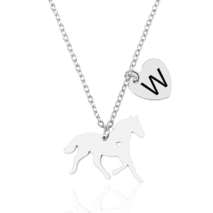 Simple Style Classic Style Letter Horse Stainless Steel  Pendant Necklace