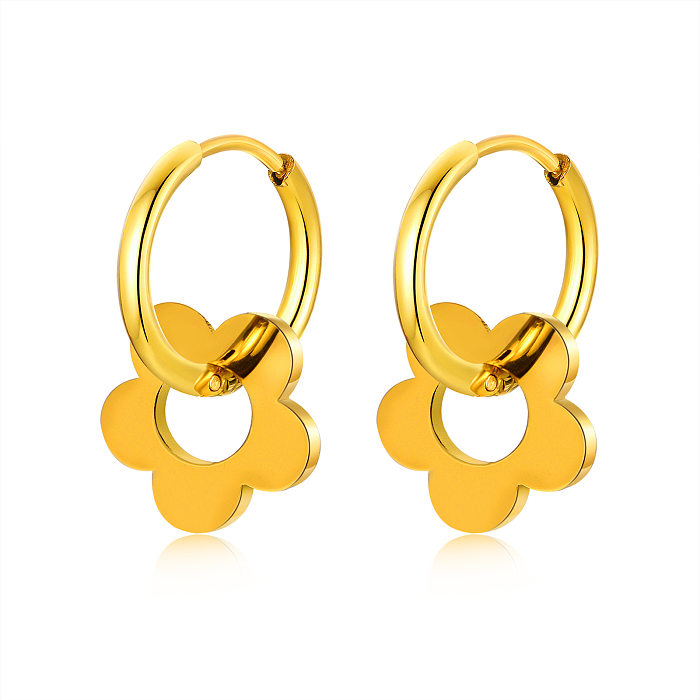 Simple Style Flower Stainless Steel  Earrings Plating Stainless Steel  Earrings 1 Pair