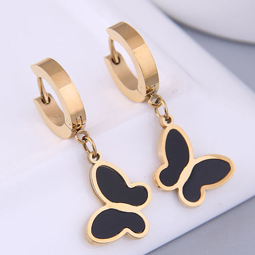 Korean Fashion Butterfly Stainless Steel Personalized Hoop Earrings