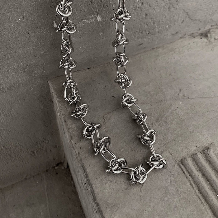 Collar de cadena de acero inoxidable geométrico estilo británico 1 pieza