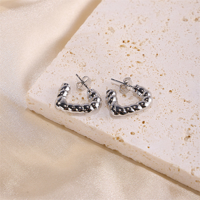 1 Pair Elegant Classic Style Heart Shape Plating Stainless Steel  18K Gold Plated Earrings
