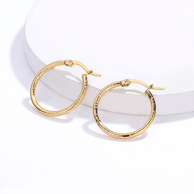 New Fashion Small Simple Stainless Steel  Plating 18K Gold Earring