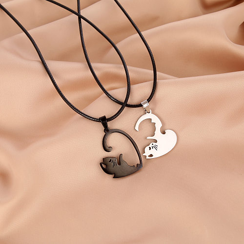 Simple Style Cat Stainless Steel  Polishing Pendant Necklace 1 Pair