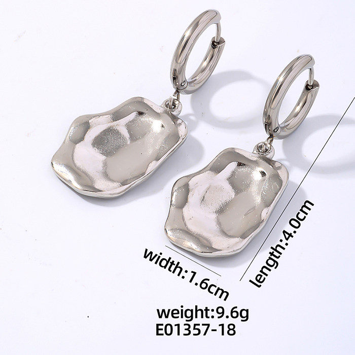 Boucles d'oreilles pendantes en acier inoxydable, Style Vintage, Style Simple, polissage irrégulier, plaqué or, argent, 1 paire