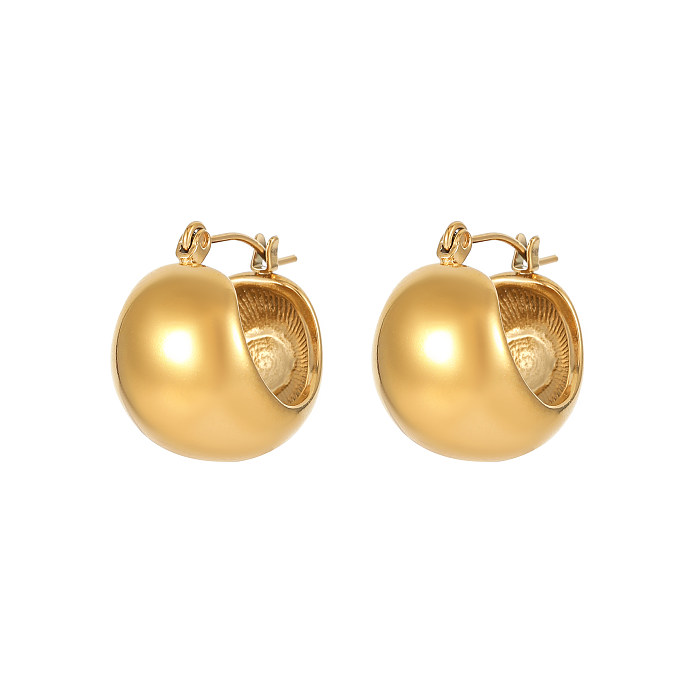 1 Paar niedliche, schlichte Pendel-Ohrringe in C-Form, U-Form, Edelstahl, vergoldet